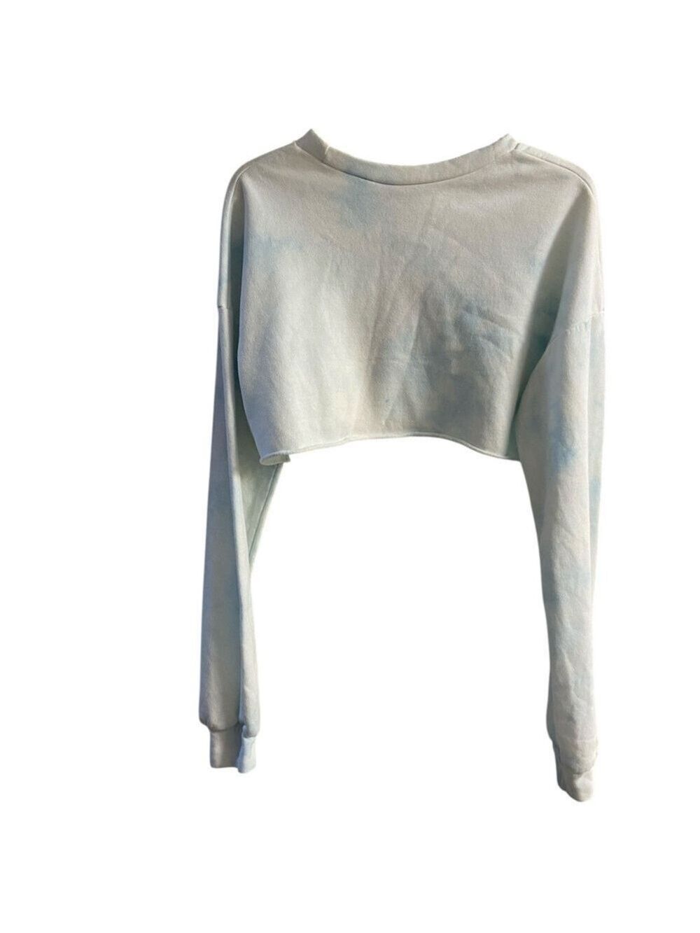 Boyed by Delaney Child crewneck cropped sweatshirt baby blue white Medium NWT - Picture 3 of 6